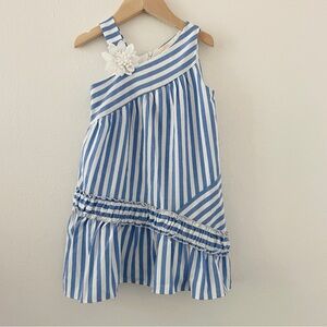 Truly Me by Sara Sara Blue and White Stripe Flower Strap Dress